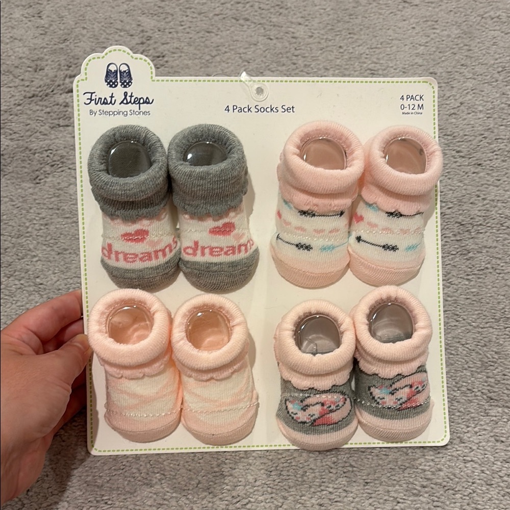 Cozy Baby Socks Set Pink and Gray